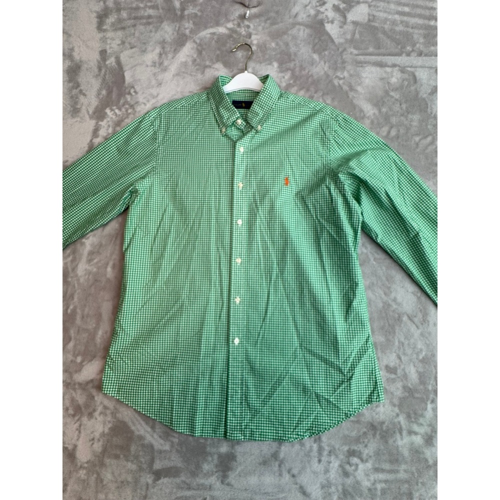 Ralph‎ Lauren Mens Green White Gingham Check Button Down Shirt Large Cotton